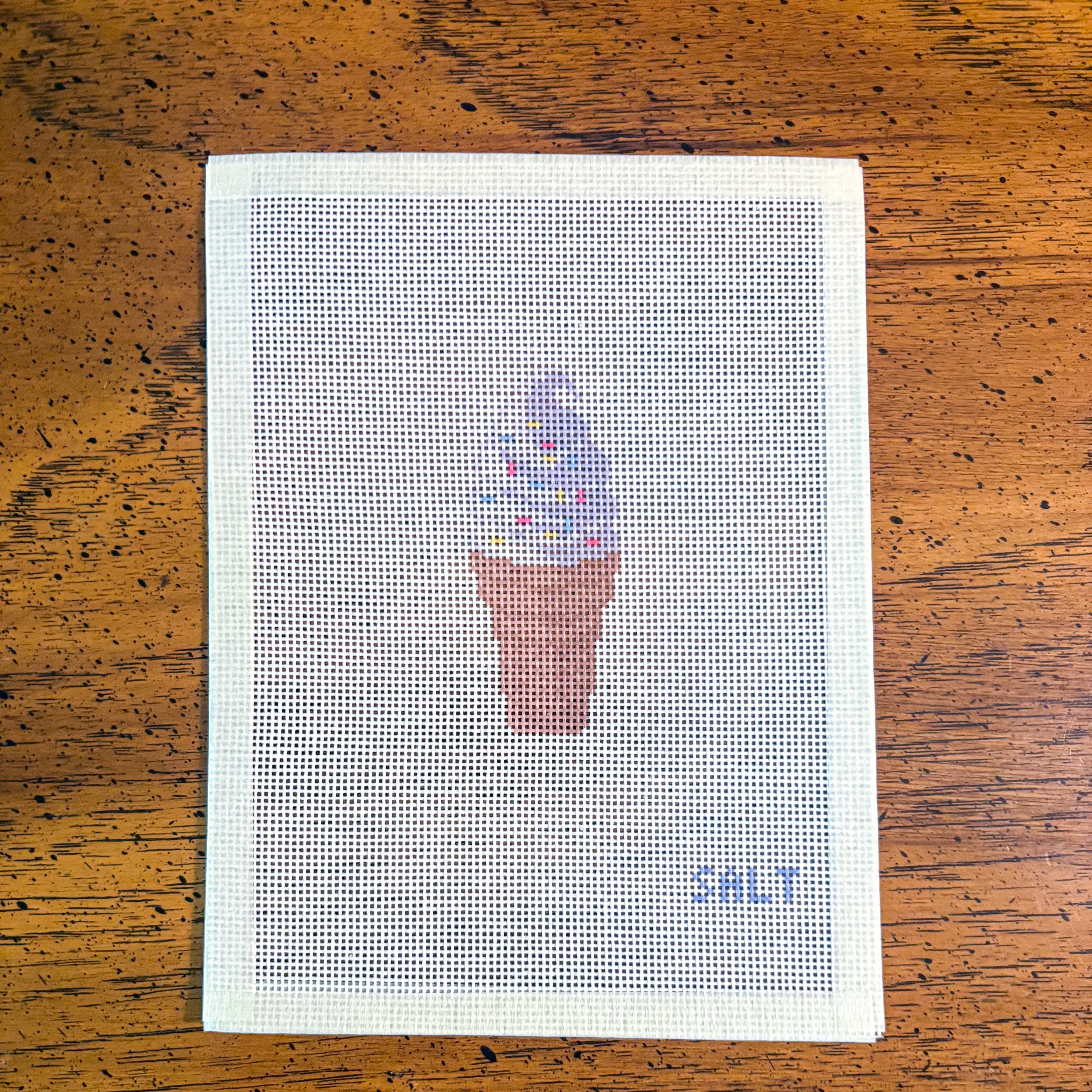 Vanilla Ice Cream Cone with Rainbow Sprinkles Needlepoint Canvas