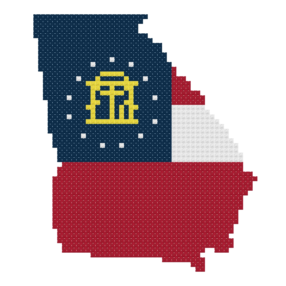 Georgia Outline Needlepoint Pattern | Southern State Flag Chart (Digital Download)