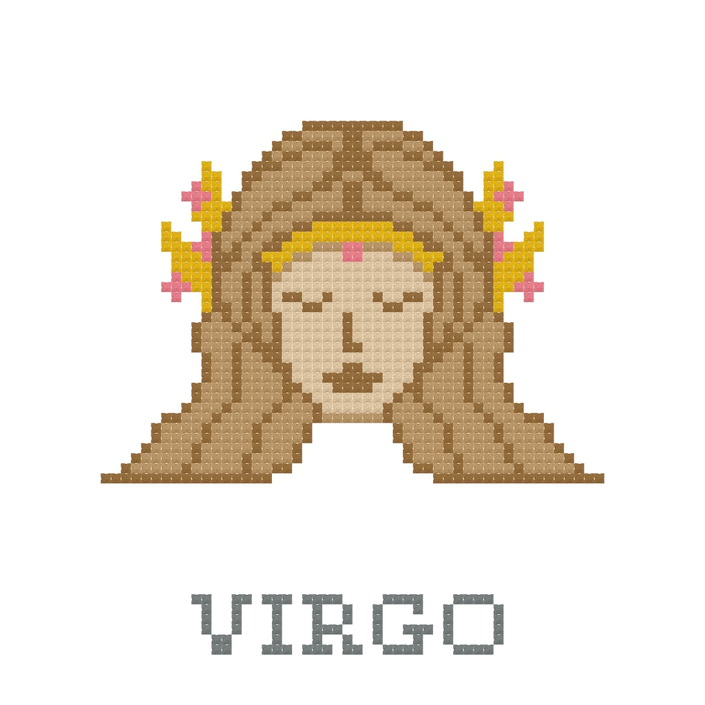 DIY Needlepoint Virgo Zodiac Sign Pattern | Digital Chart for Painting Your Own Canvas| Easy Needlepoint PDF | Instant Download | 18 Mesh