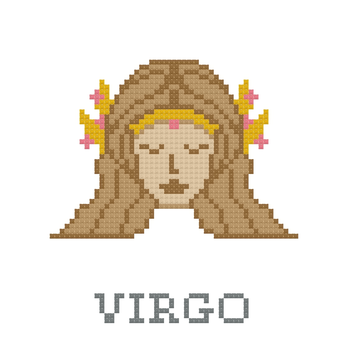 DIY Needlepoint Virgo Zodiac Sign Pattern | Digital Chart for Painting Your Own Canvas| Easy Needlepoint PDF | Instant Download | 18 Mesh