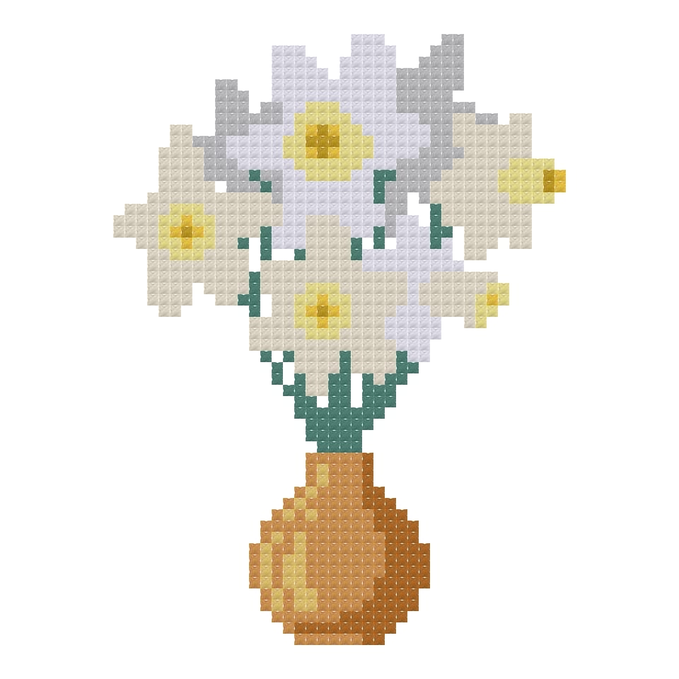 DIY Needlepoint Narcissus Bouquet Pattern | Digital Chart for Painting Your Own Canvas | Easy Needlepoint PDF | Instant Download | 18 Mesh