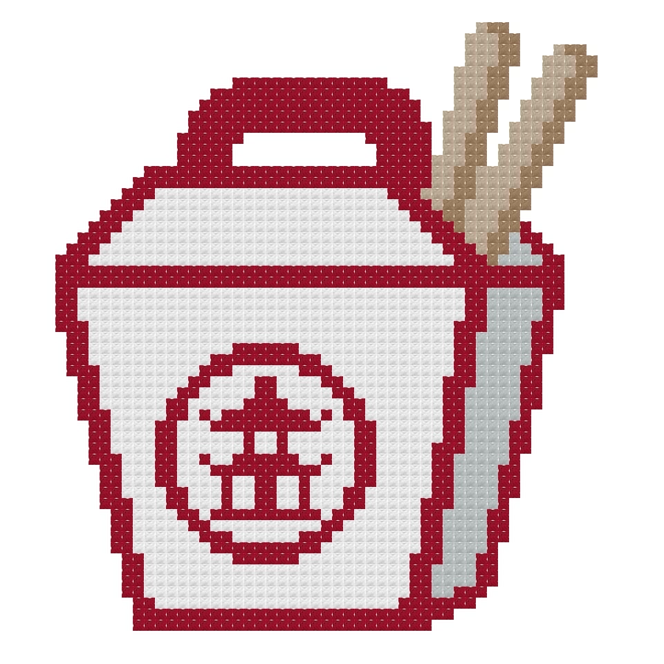 DIY Needlepoint Container with Chopsticks | Digital Chart for Painting Your Own Canvas | Easy Needlepoint PDF | Instant Download | 18 Mesh