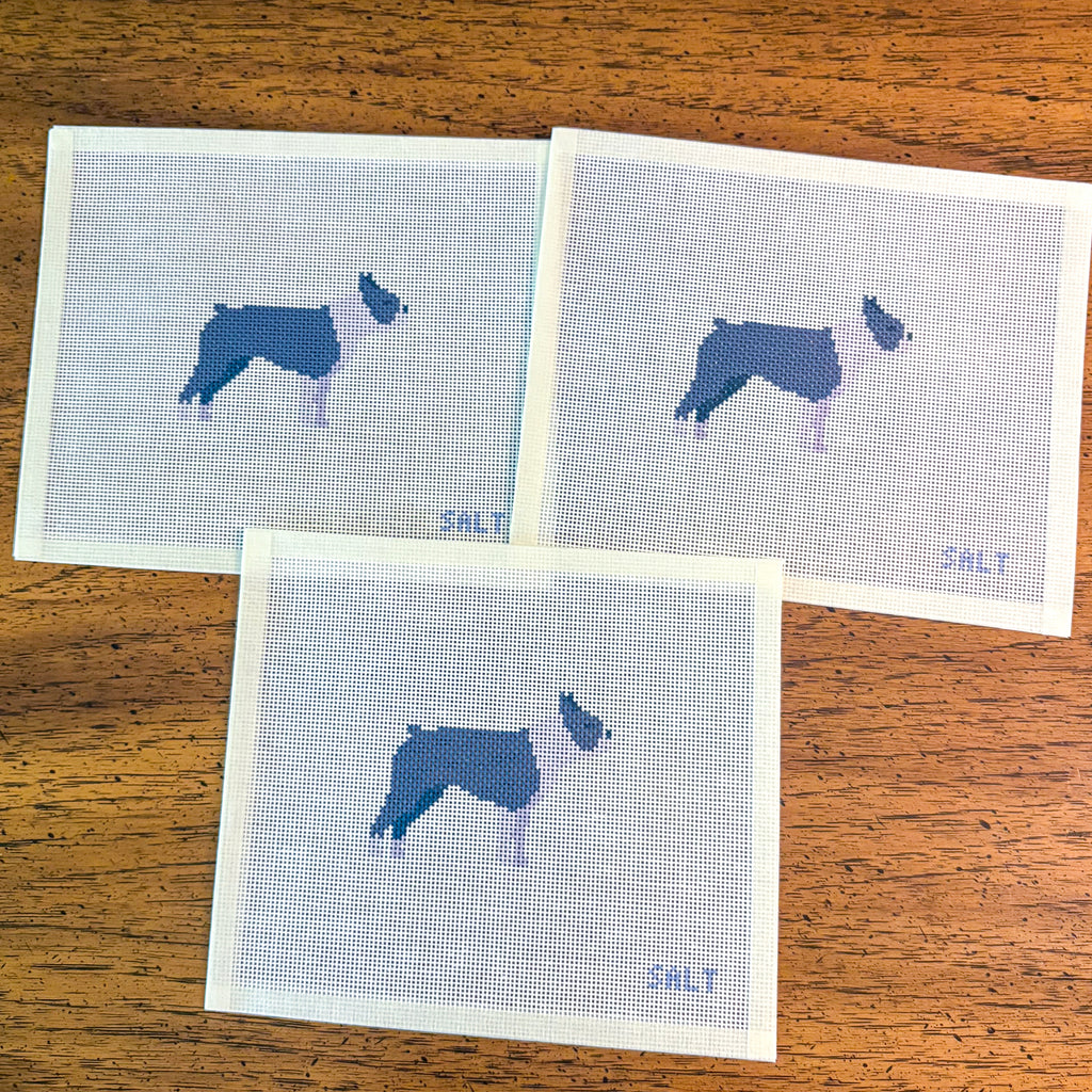 Boston Terrier (Black and White) Needlepoint Canvas