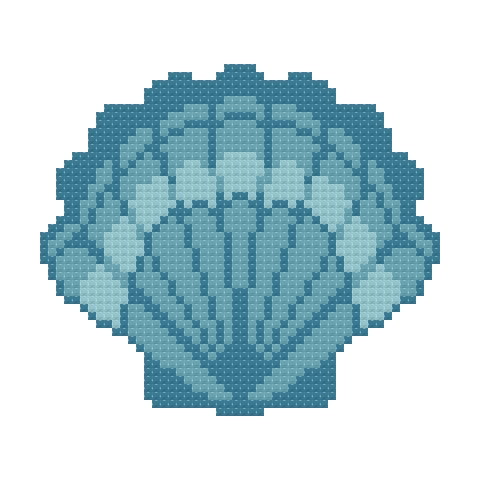 DIY Needlepoint Blue Scallop Shell Pattern | Digital Chart for Painting Your Own Canvas | Easy Needlepoint PDF | Instant Download | 18 Mesh