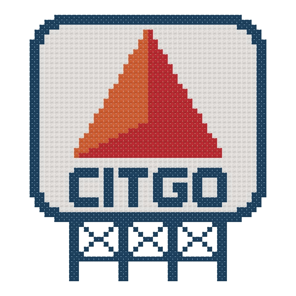 DIY Needlepoint Citgo Logo | Digital Chart for Painting Your Own Canvas | Easy Needlepoint PDF | Instant Download | 18 Mesh