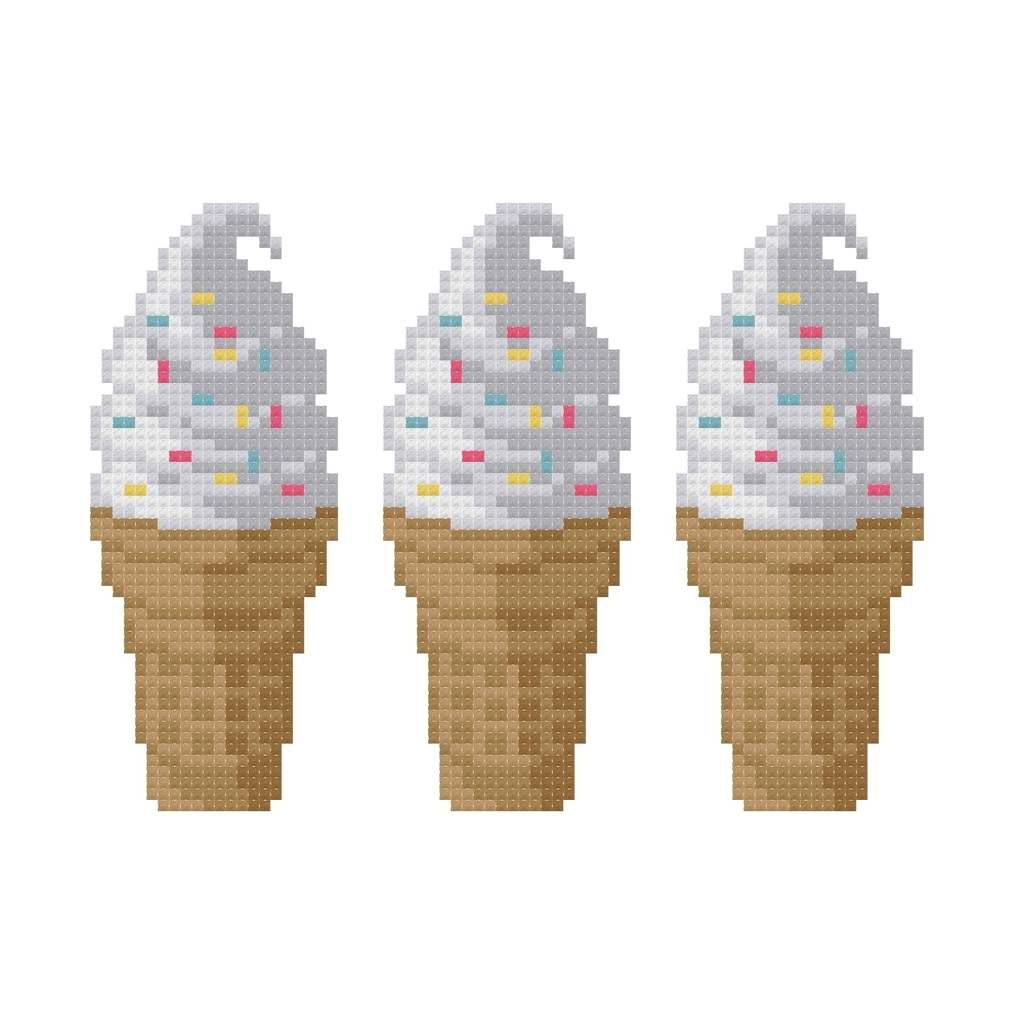 DIY Needlepoint 3 Cones Vanilla Rainbow | Digital Chart for Painting Your Own Canvas | Easy Needlepoint PDF | Instant Download | 18 Mesh