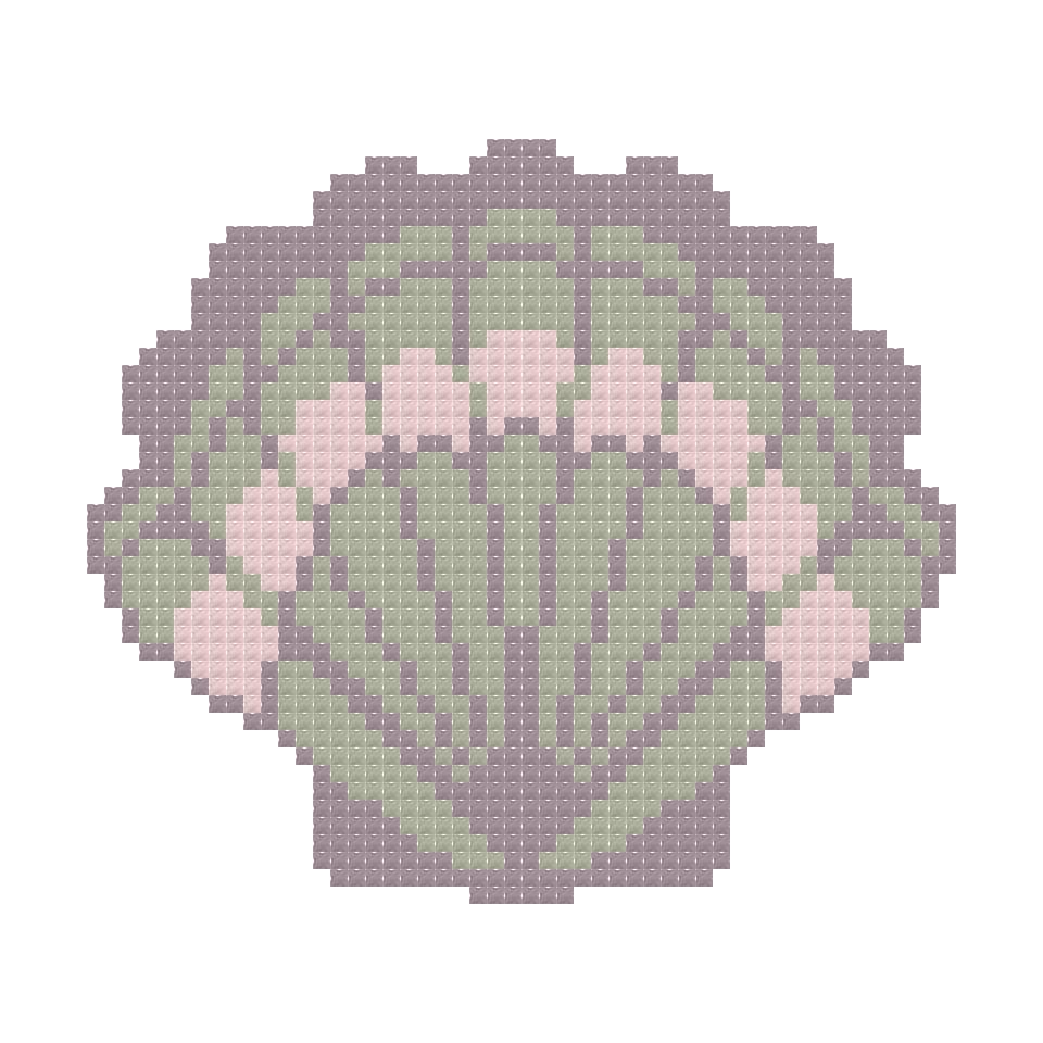 DIY Needlepoint Multicolored Scallop Shell 3| Digital Chart for Painting Your Own Canvas | Easy Needlepoint PDF | Instant Download | 18 Mesh