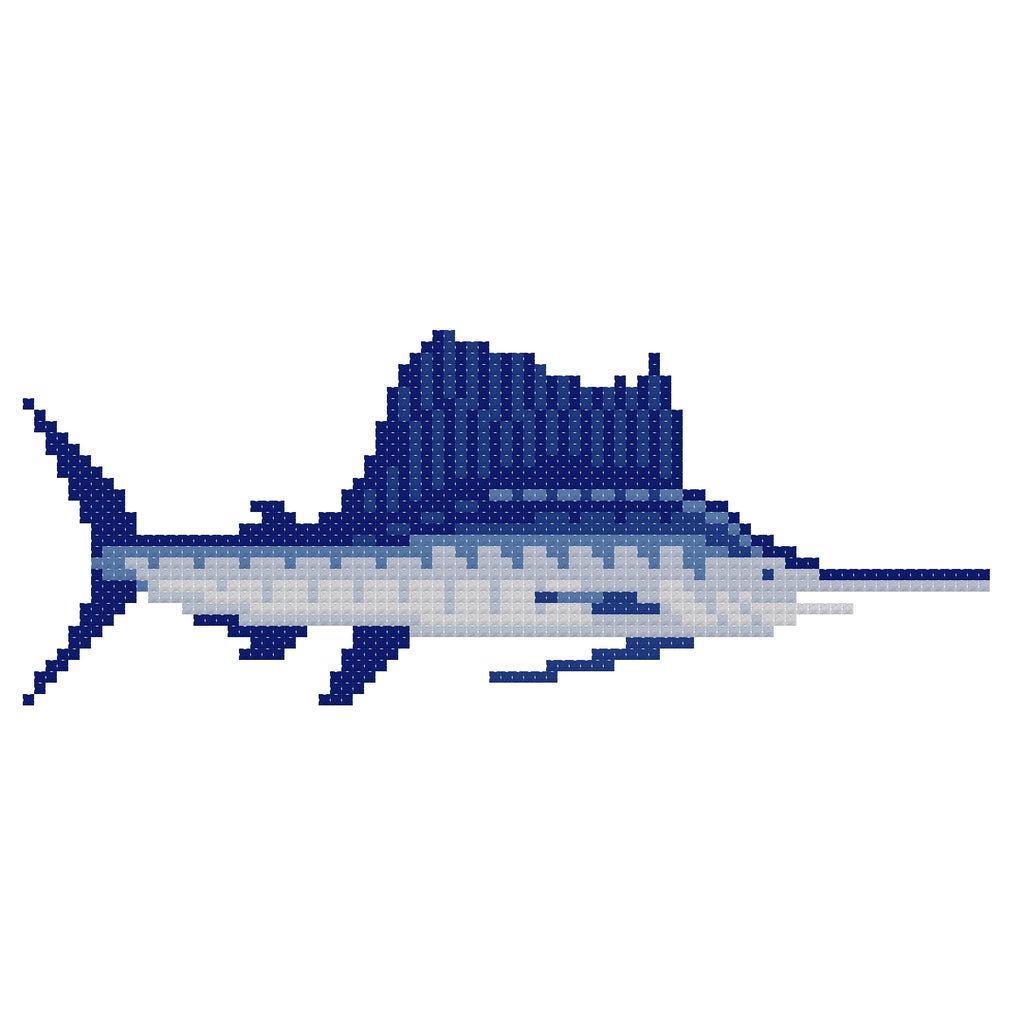 DIY Needlepoint Sailfish Pattern | Digital Chart for Painting Your Own Canvas| Easy Needlepoint PDF | Instant Download | 18 Mesh