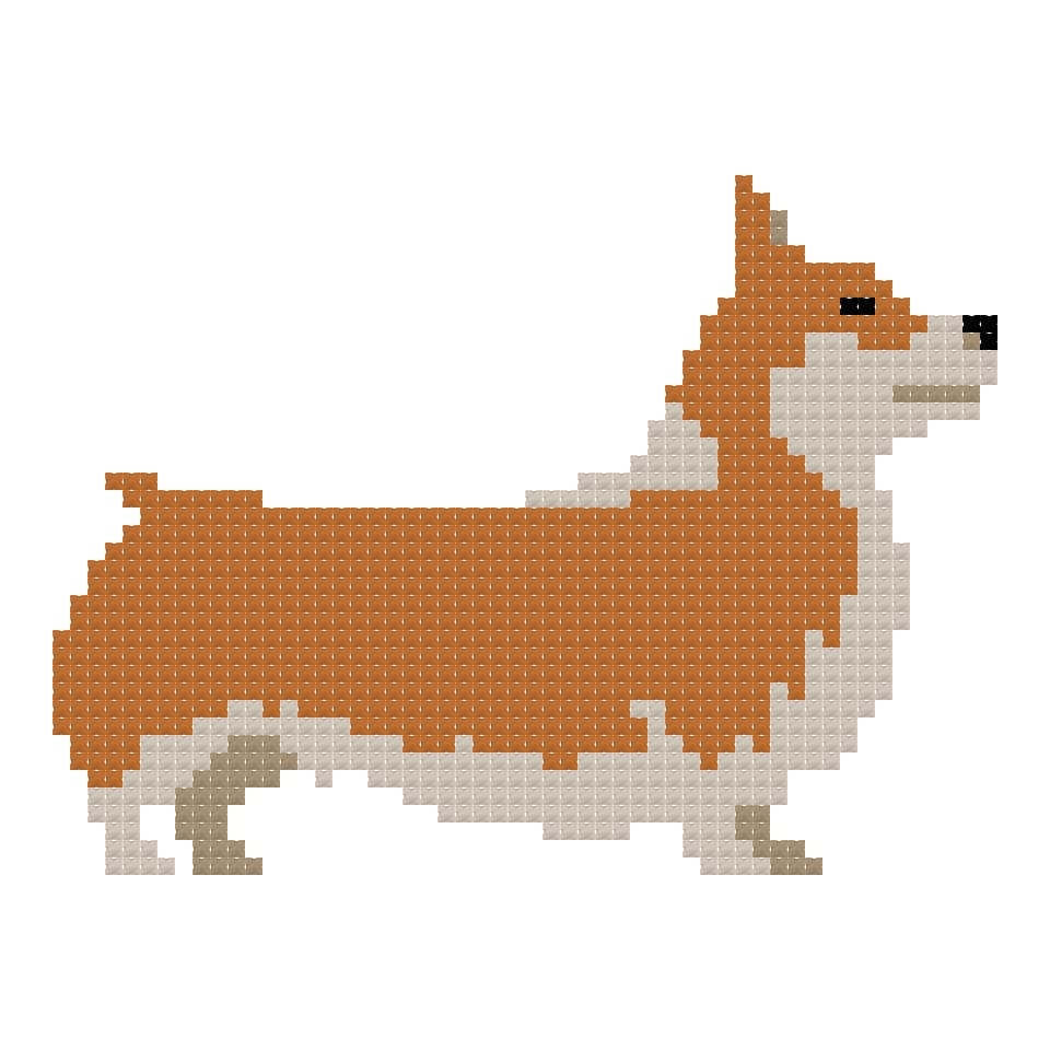 DIY Needlepoint Corgie (Brown) Pattern |Digital Chart for Painting Your Own Canvas| Easy Needlepoint PDF | Instant Download | 18 Mesh