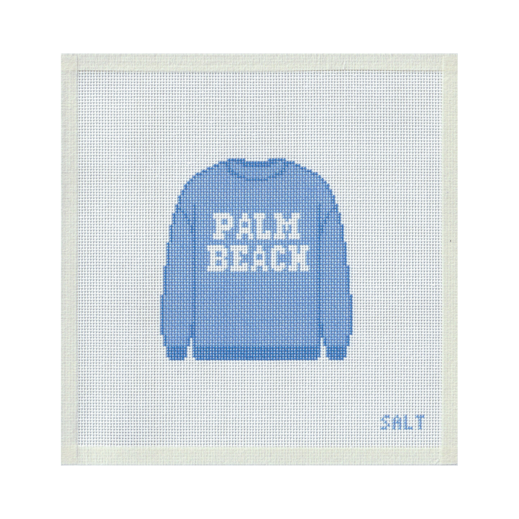 Palm Beach Sweatshirt (Blue) Needlepoint Canvas
