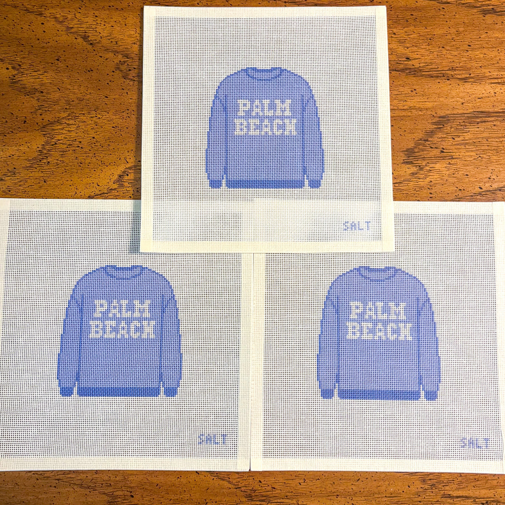 Palm Beach Sweatshirt (Blue) Needlepoint Canvas