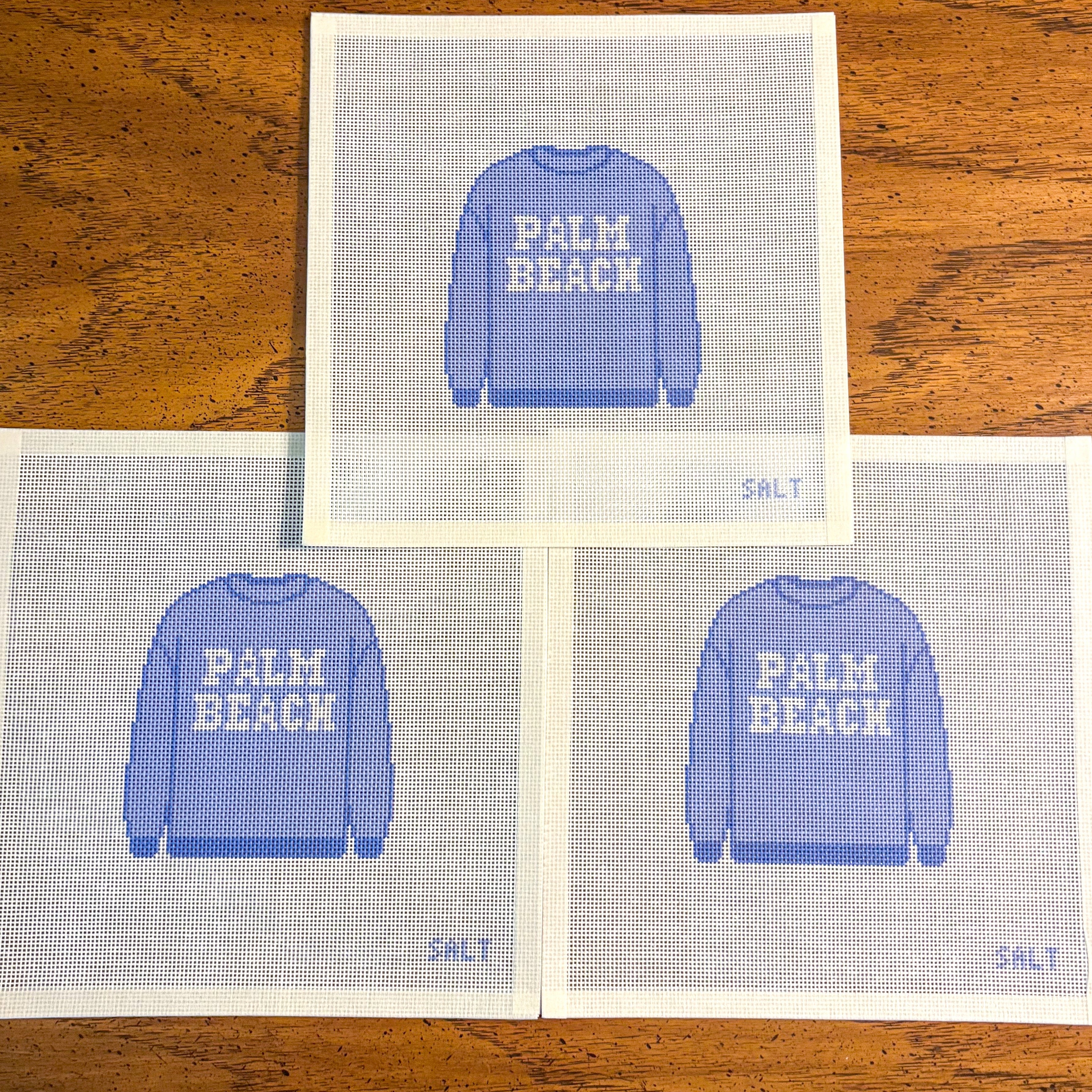 Palm Beach Sweatshirt (Blue) Needlepoint Canvas