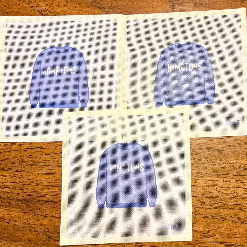 Hamptons Sweatshirt (Blue) Needlepoint Canvas
