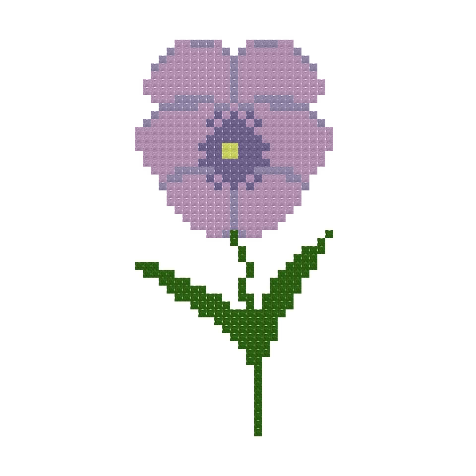 DIY Needlepoint Violet Flower Pattern | Digital Chart for Painting Your Own Canvas | Easy Needlepoint PDF | Instant Download | 18 Mesh