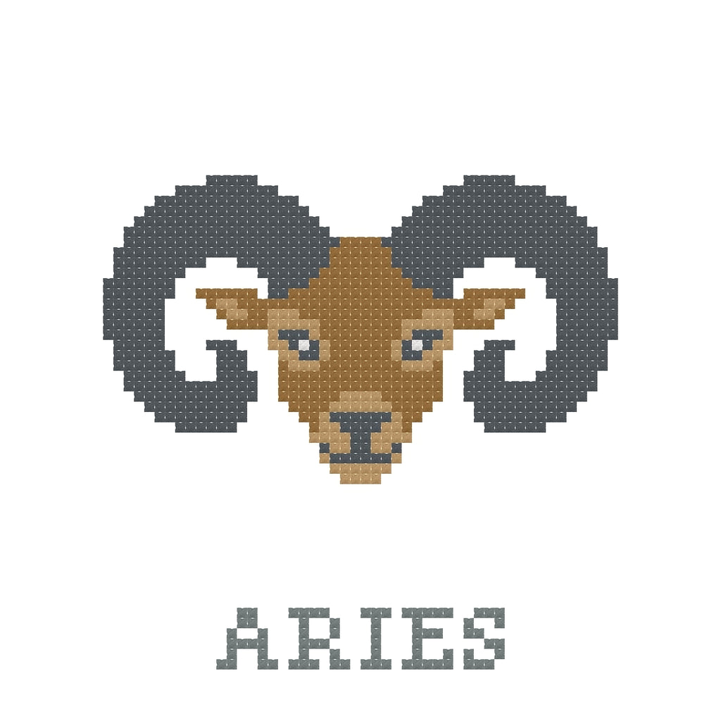 DIY Needlepoint Aries Zodiac Sign Pattern | Digital Chart for Painting Your Own Canvas | Easy Needlepoint PDF | Instant Download | 18 Mesh