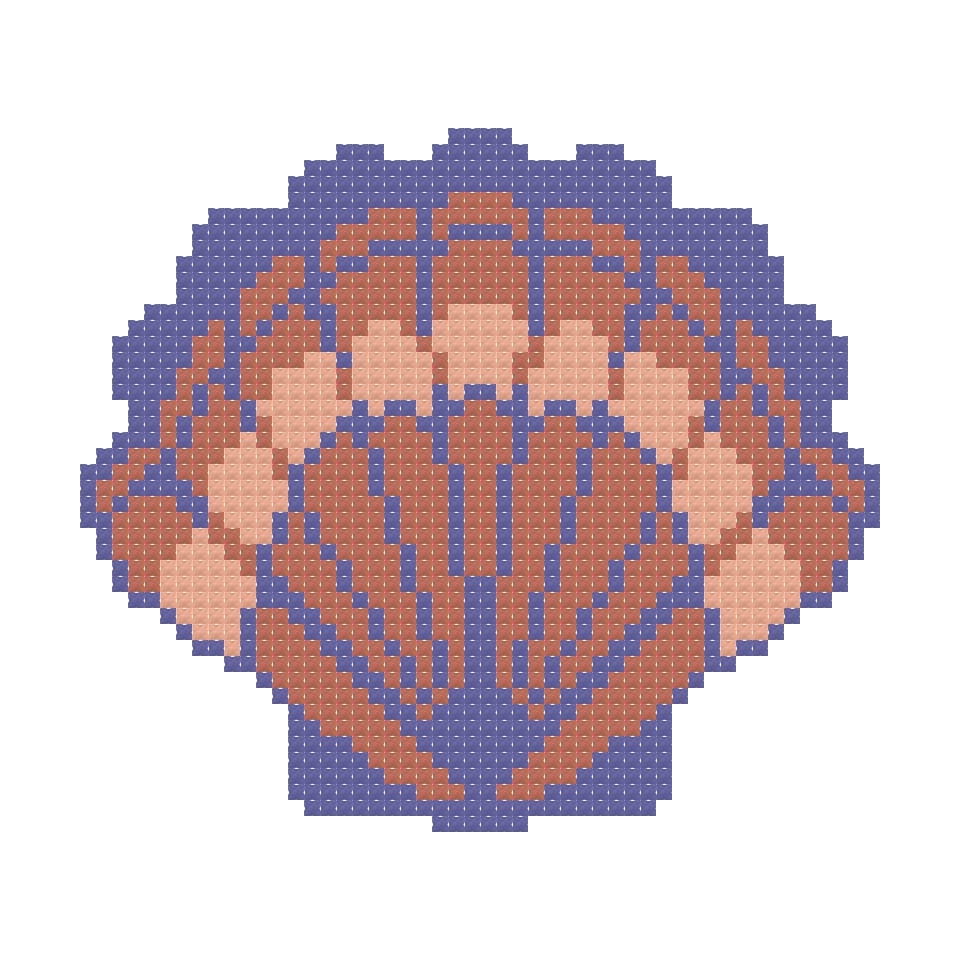 DIY Needlepoint Multicolored Scallop Shell 2| Digital Chart for Painting Your Own Canvas | Easy Needlepoint PDF | Instant Download | 18 Mesh