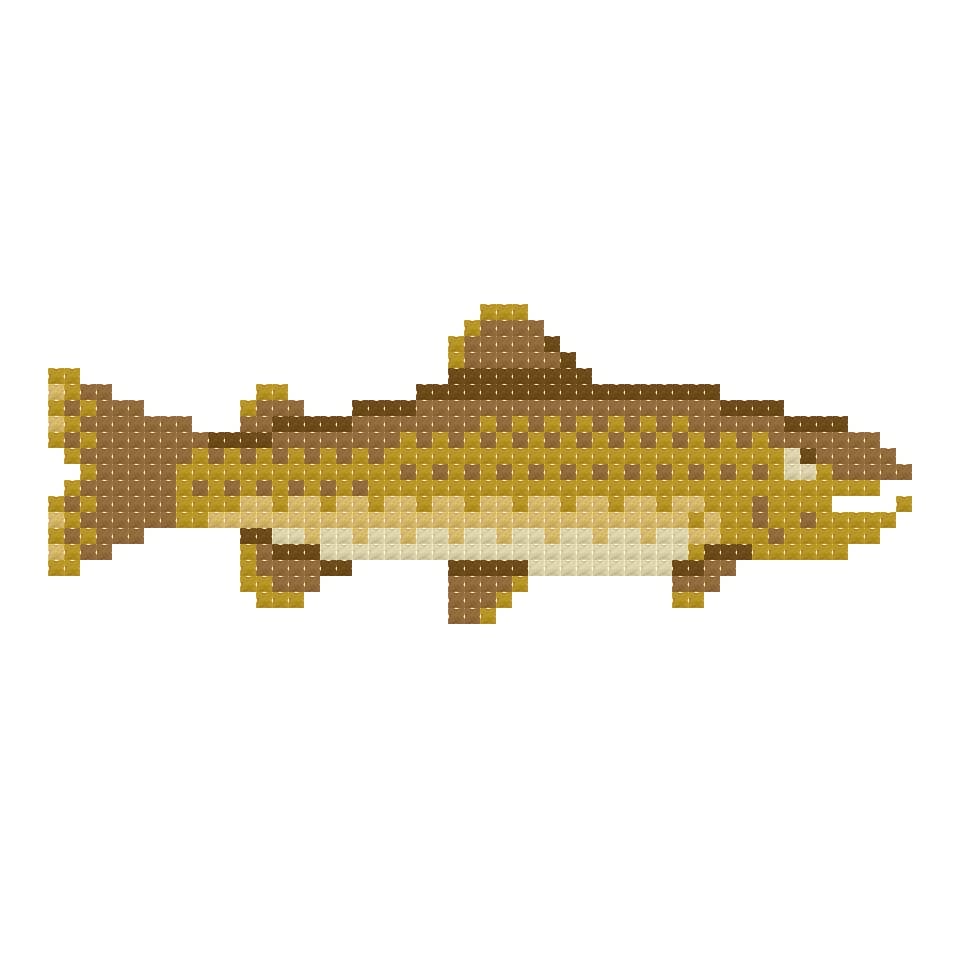 DIY Needlepoint Brown Trout | Digital Chart for Painting Your Own Canvas| Easy Needlepoint PDF | Instant Download | 18 Mesh