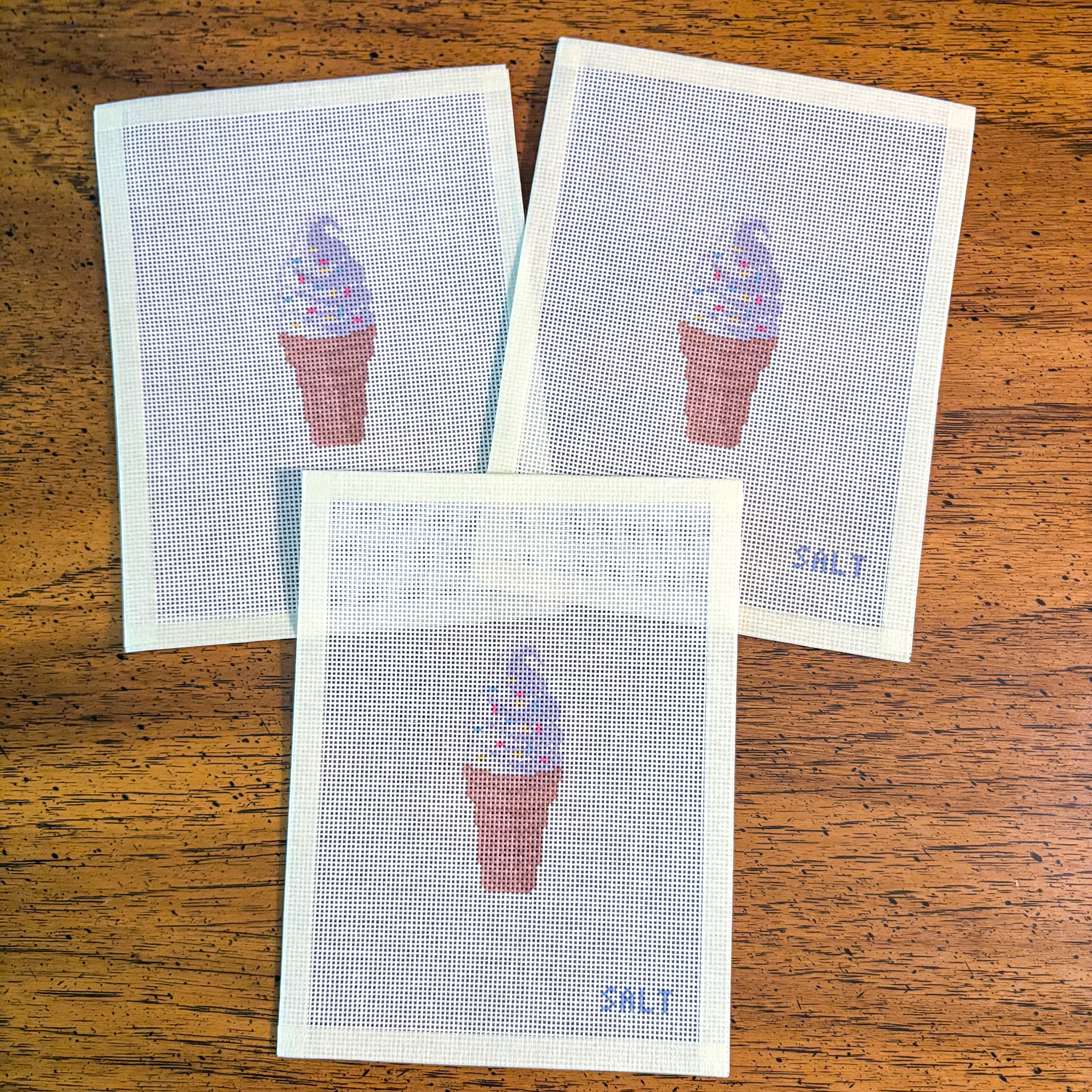 Vanilla Ice Cream Cone with Rainbow Sprinkles Needlepoint Canvas