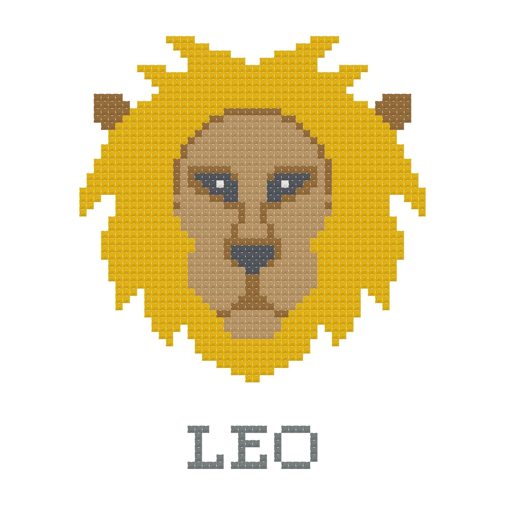 DIY Needlepoint Leo Zodiac Sign Pattern | Digital Chart for Painting Your Own Canvas | Easy Needlepoint PDF | Instant Download | 18 Mesh
