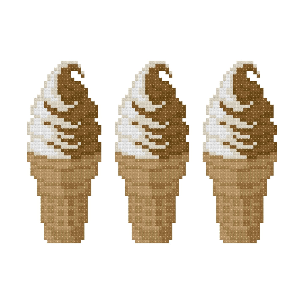 DIY Needlepoint 3 Cones Vanilla Chocolate | Digital Chart for Painting Your Own Canvas | Easy Needlepoint PDF | Instant Download | 18 Mesh