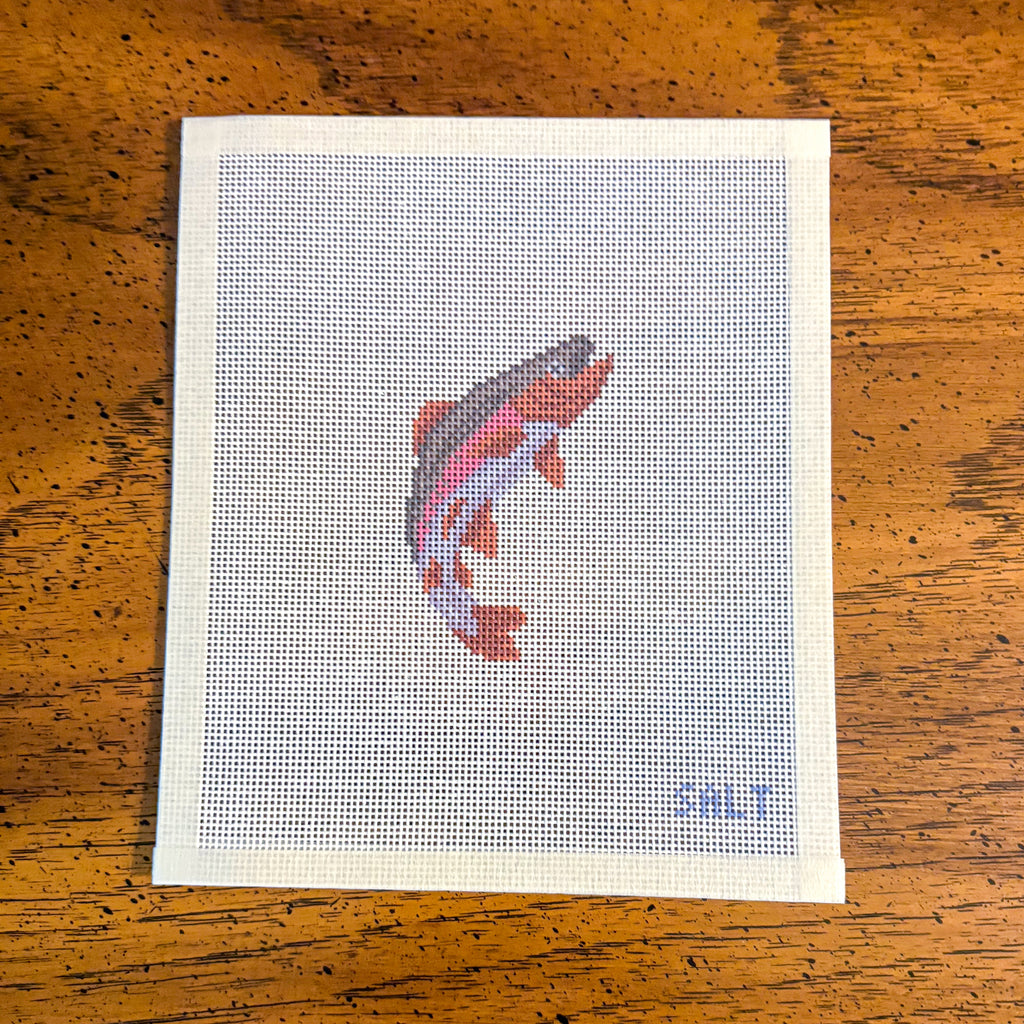 Jumping Rainbow Trout Needlepoint Canvas