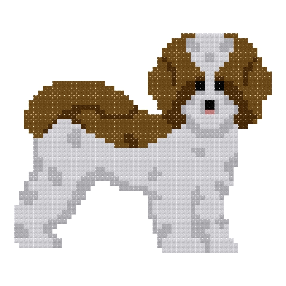 DIY Needlepoint Fluffy Dog (Brown and White) | Digital Chart for Painting Your Own Canvas| Easy Needlepoint PDF | Instant Download | 18 Mesh