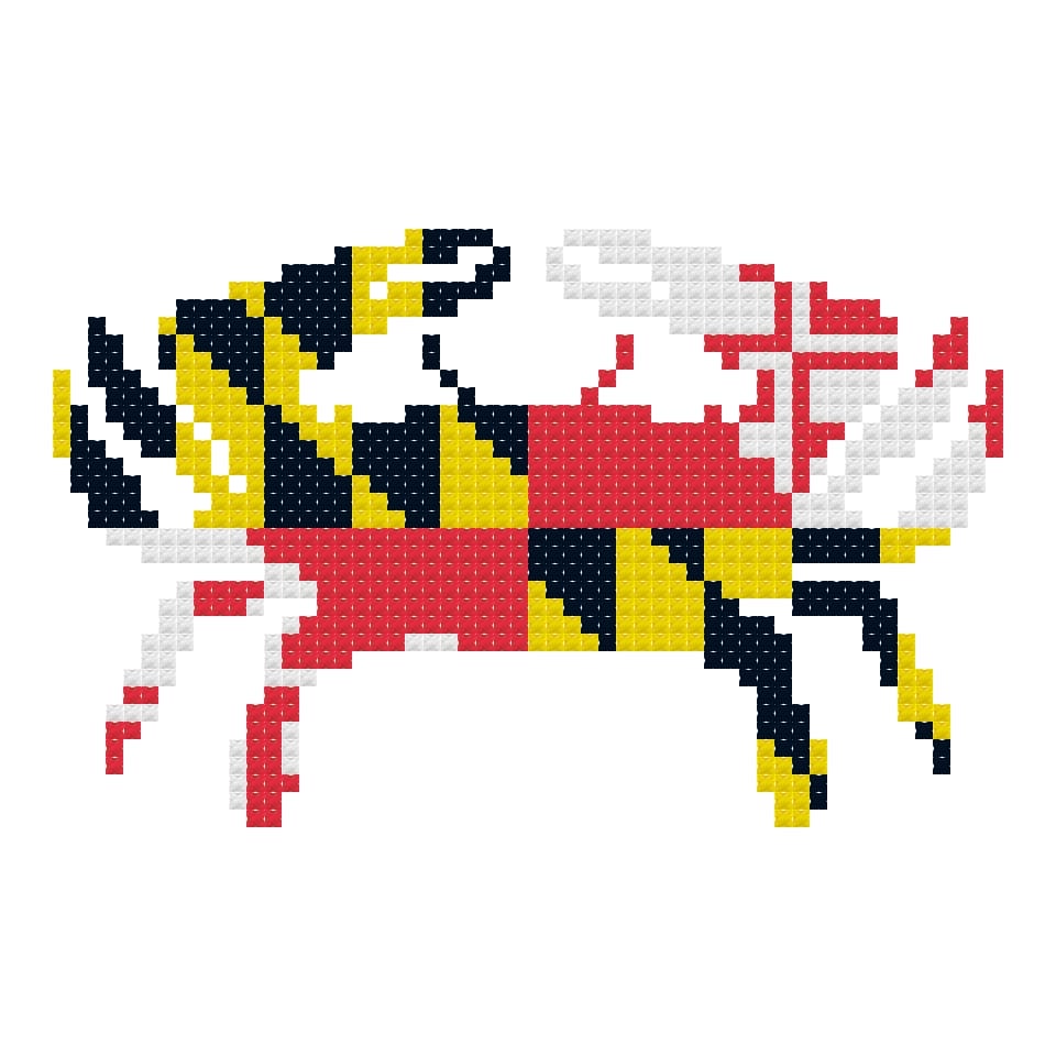 DIY Needlepoint Maryland Crab Pattern | Digital Chart for Painting Your Own Canvas | Easy Needlepoint PDF | Instant Download | 18 Mesh
