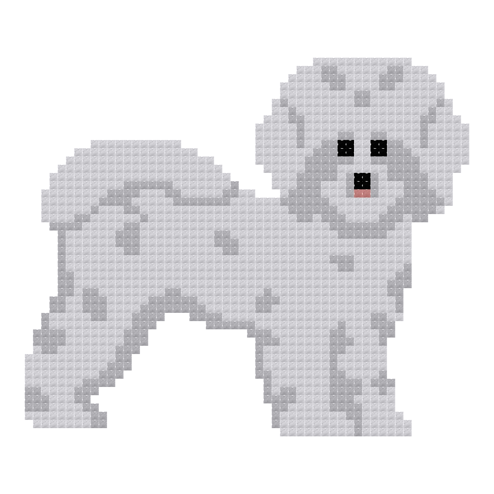 DIY Needlepoint Fluffy Dog (White) | Digital Chart for Painting Your Own Canvas| Easy Needlepoint PDF | Instant Download | 18 Mesh