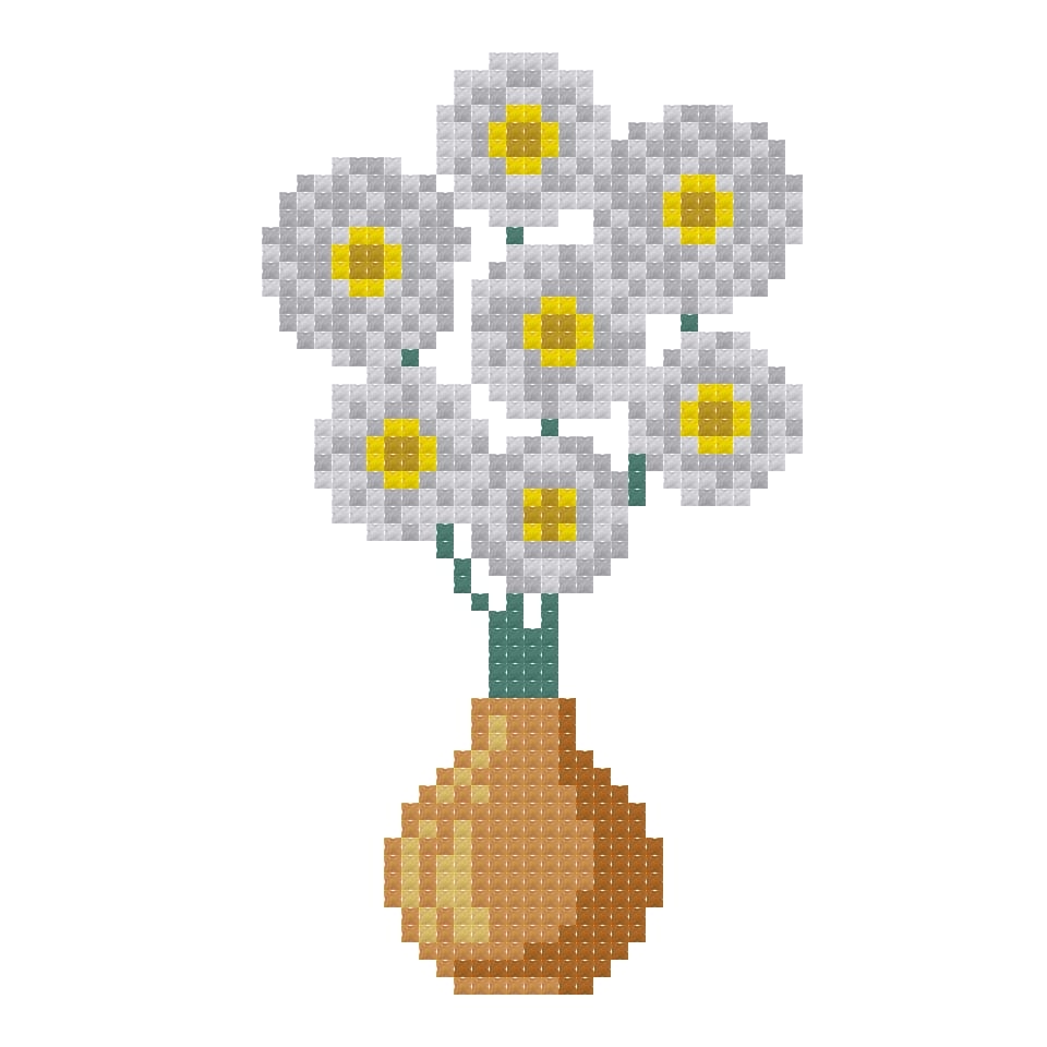 DIY Needlepoint Daisy Bouquet Pattern | Digital Chart for Painting Your Own Canvas | Easy Needlepoint PDF | Instant Download | 18 Mesh