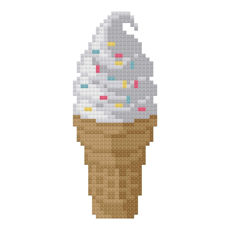 DIY Needlepoint Vanilla Rainbow Ice Cream | Digital Chart for Painting Your Own Canvas | Easy Needlepoint PDF | Instant Download | 18 Mesh