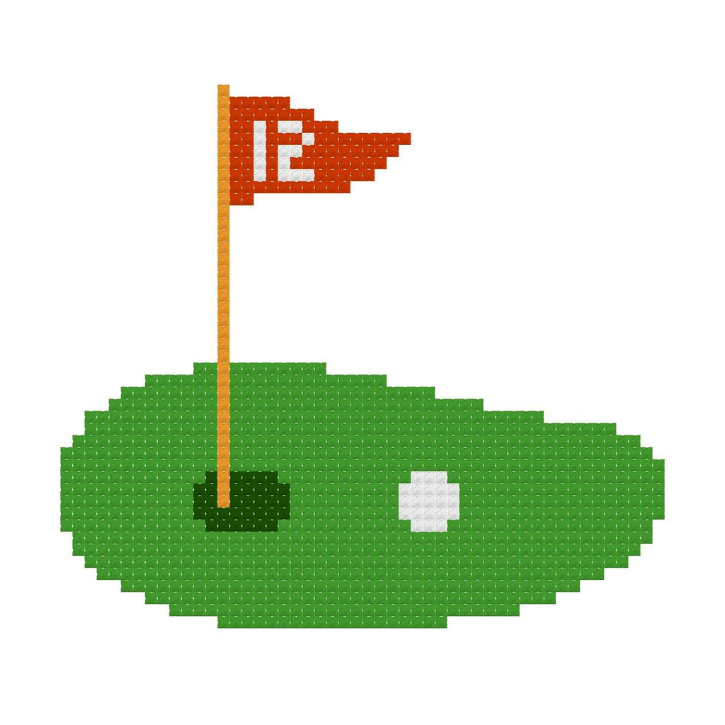 DIY Needlepoint A Golf Green and Flag | Digital Chart for Painting Your Own Canvas | Easy Needlepoint PDF | Instant Download | 18 Mesh