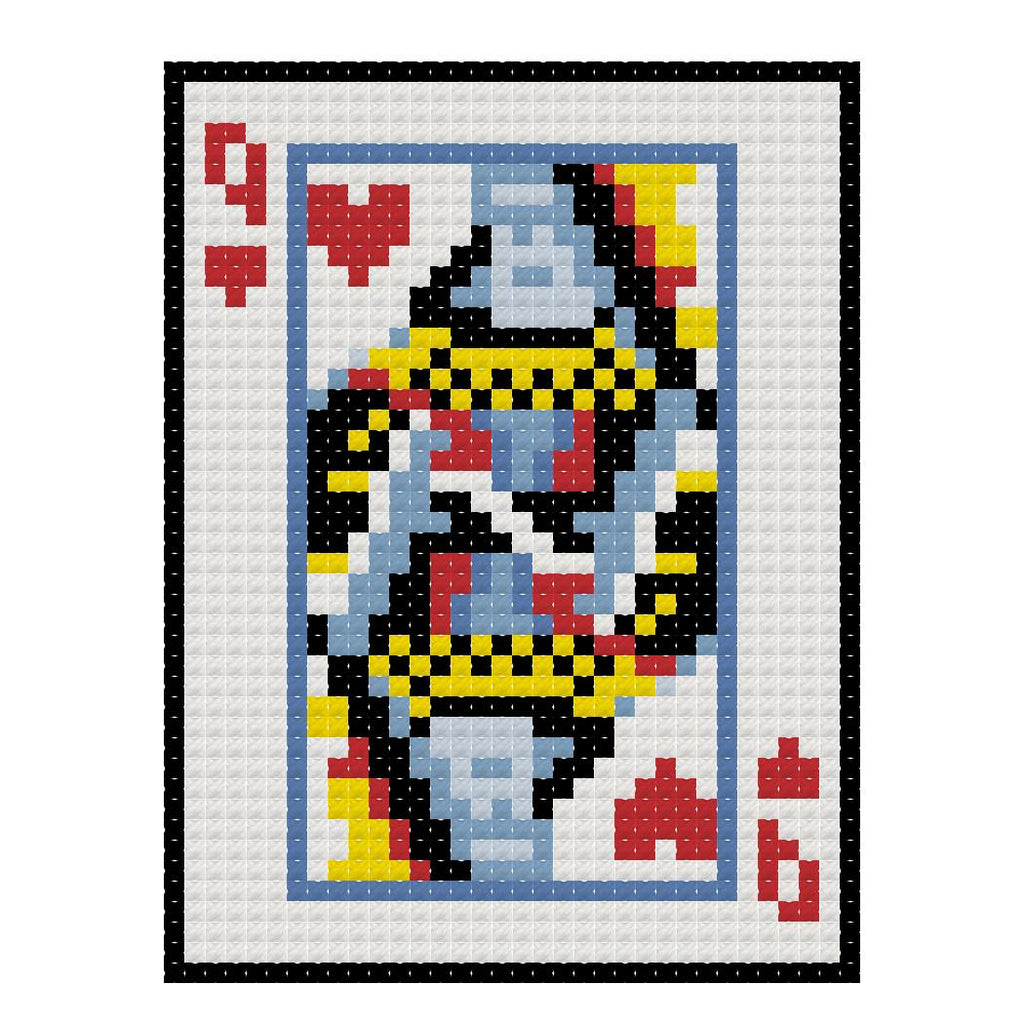 DIY Needlepoint Playing Card Queen of Hearts| Digital Chart for Painting Your Own Canvas | Easy Needlepoint PDF | Instant Download | 18 Mesh