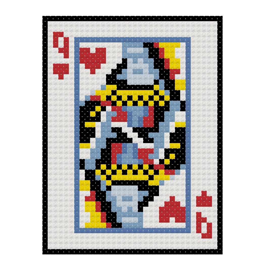 DIY Needlepoint Playing Card Queen of Hearts| Digital Chart for Painting Your Own Canvas | Easy Needlepoint PDF | Instant Download | 18 Mesh