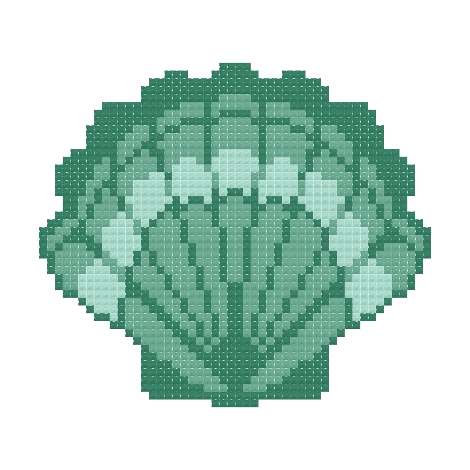 DIY Needlepoint Teal Scallop Shell Pattern | Digital Chart for Painting Your Own Canvas | Easy Needlepoint PDF | Instant Download | 18 Mesh