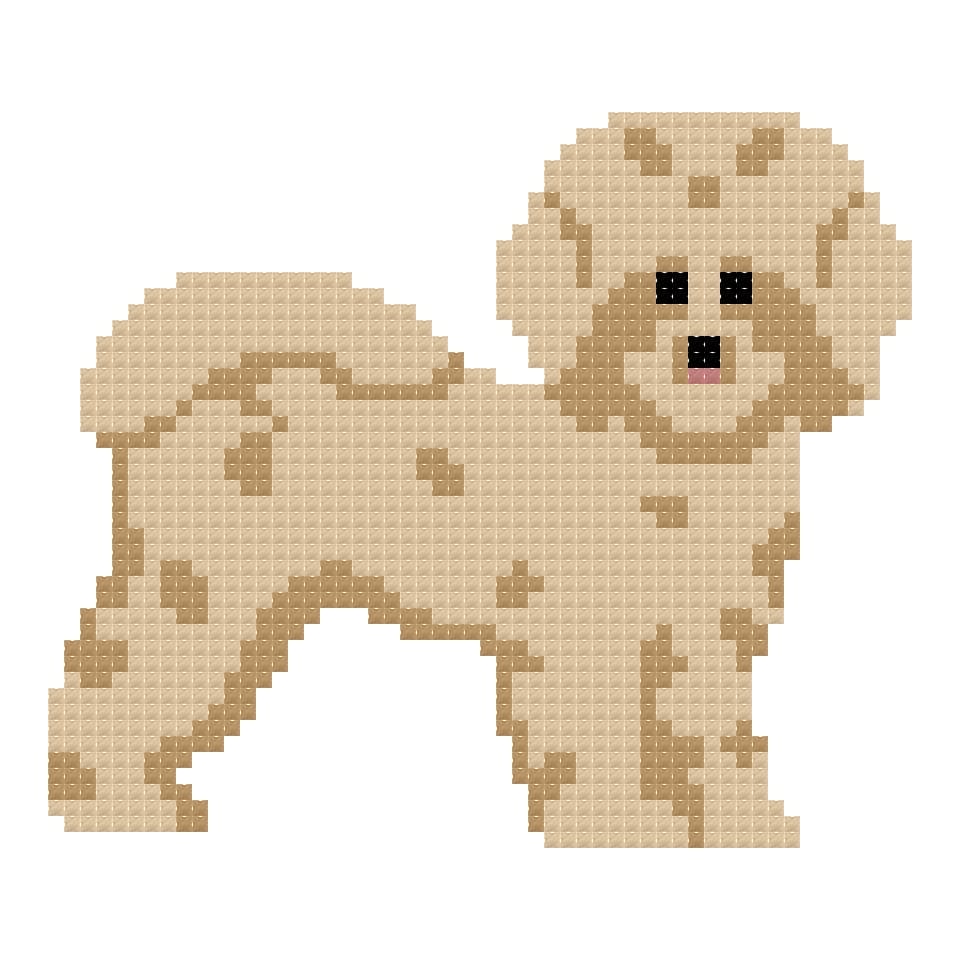 DIY Needlepoint Fluffy Dog (Tan) | Digital Chart for Painting Your Own Canvas| Easy Needlepoint PDF | Instant Download | 18 Mesh