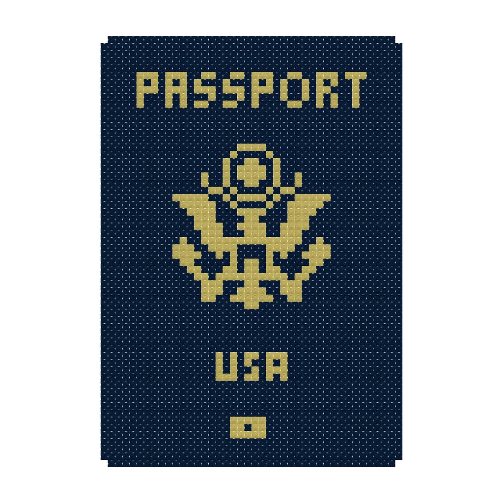 DIY Needlepoint US Passport Pattern | Digital Chart for Painting Your Own Canvas | Easy Needlepoint PDF | Instant Download | 18 Mesh