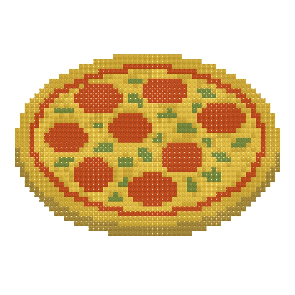 DIY Needlepoint Whole Pizza Pattern | Digital Chart for Painting Your Own Canvas | Easy Needlepoint PDF | Instant Download | 18 Mesh