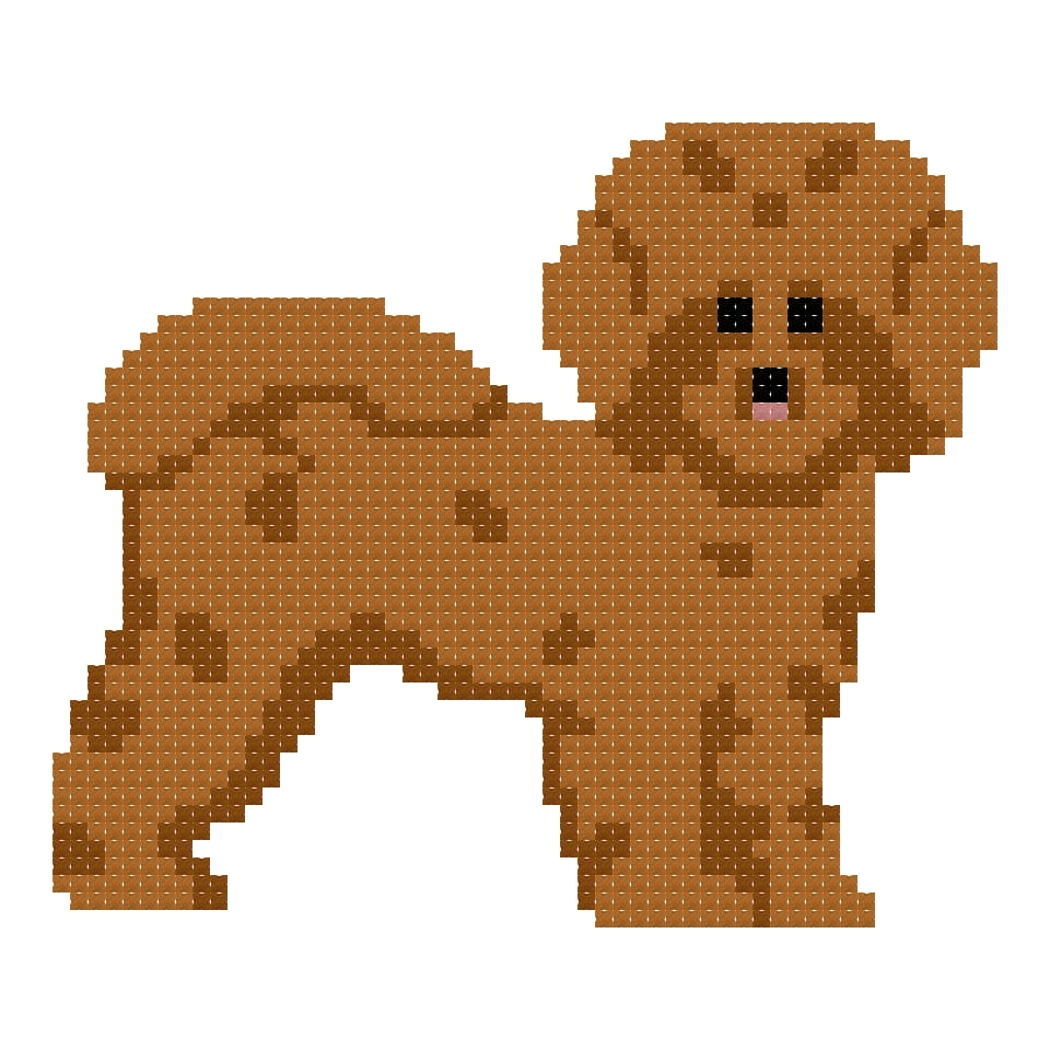 DIY Needlepoint Fluffy Dog (Golden Brown) | Digital Chart for Painting Your Own Canvas| Easy Needlepoint PDF | Instant Download | 18 Mesh