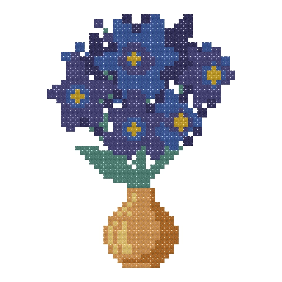 DIY Needlepoint Larkspur Bouquet Pattern | Digital Chart for Painting Your Own Canvas | Easy Needlepoint PDF | Instant Download | 18 Mesh