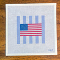 USA Flag on Stripes Needlepoint Canvas