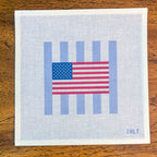 USA Flag on Stripes Needlepoint Canvas