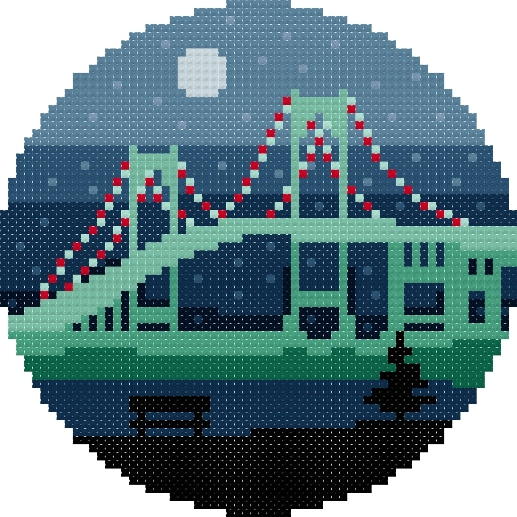 DIY Needlepoint Pell Bridge Christmas Ornament | Digital Chart for Painting Your Own Canvas | Easy Needlepoint PDF | Instant Download | 18 Mesh