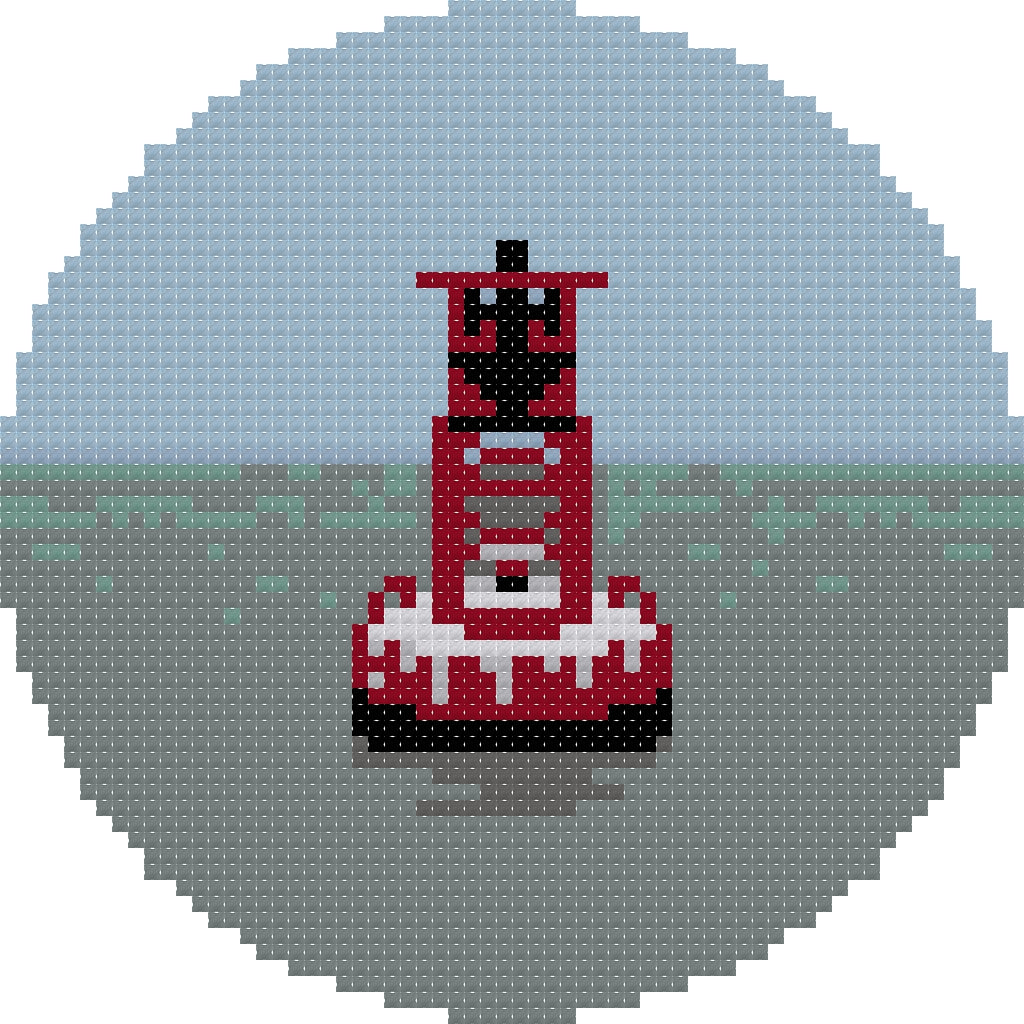 DIY Needlepoint Channel Marker Buoy Ornament | Digital Chart for Painting Your Own Canvas | Easy Needlepoint PDF | Instant Download | 18 Mesh