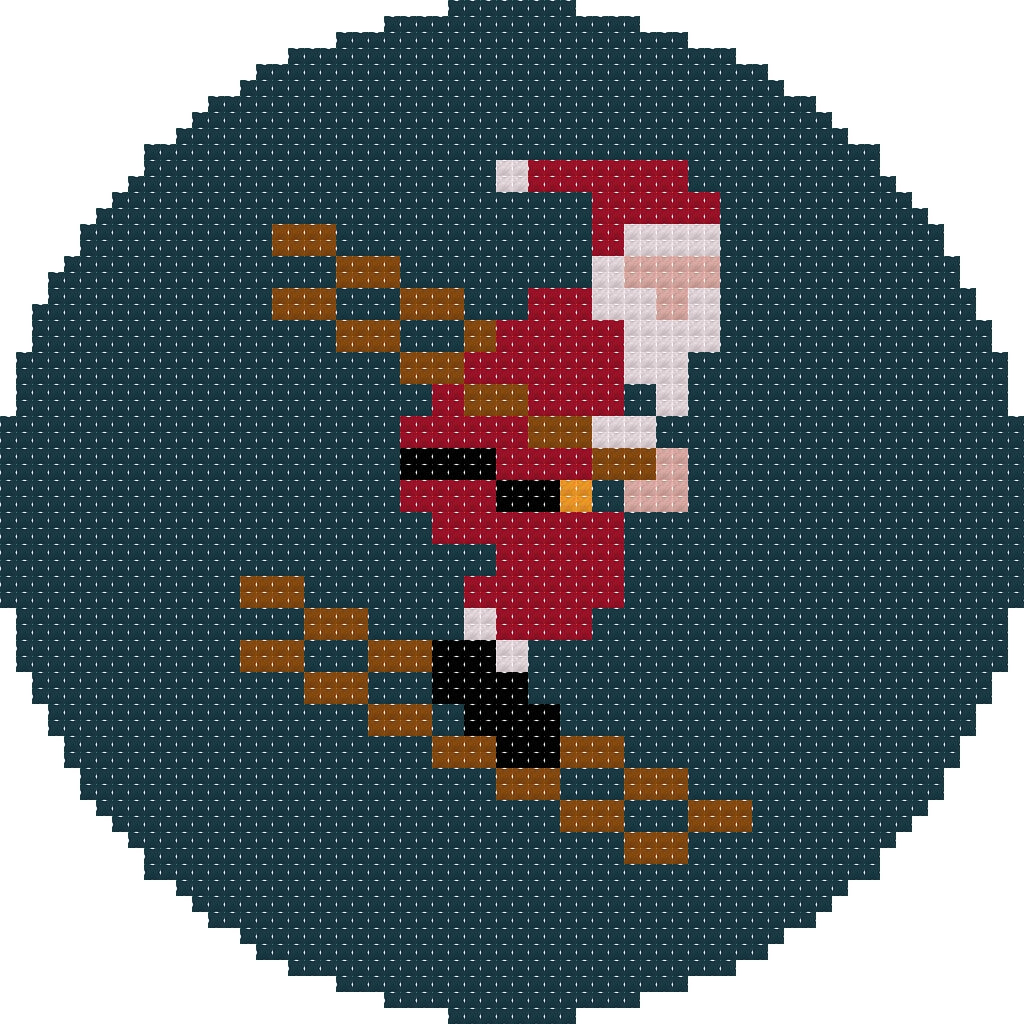 DIY Needlepoint Santa Skiing Ornament | Digital Chart for Painting Your Own Canvas | Easy Needlepoint PDF | Instant Download | 18 Mesh