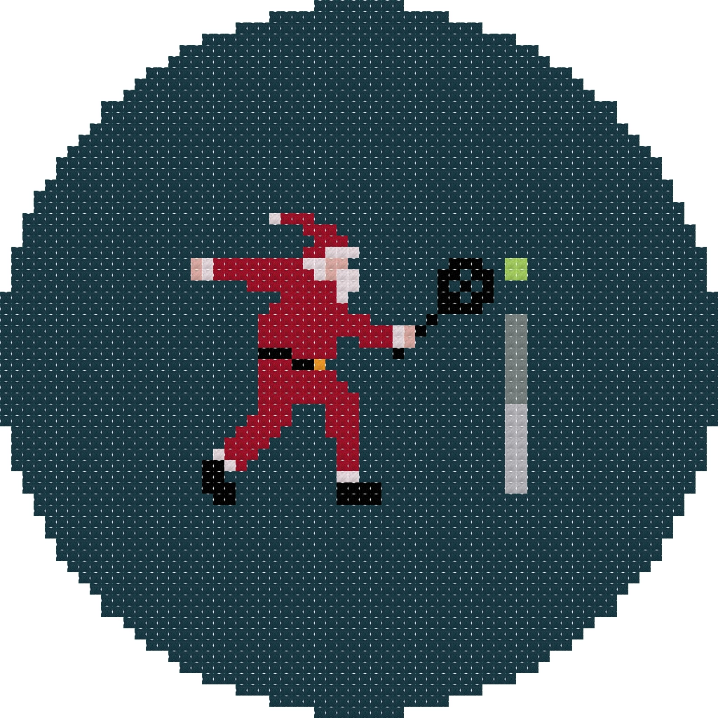 DIY Needlepoint Santa Playing Tennis Ornament | Digital Chart for Painting Your Own Canvas | Easy Needlepoint PDF | Instant Download | 18 Mesh