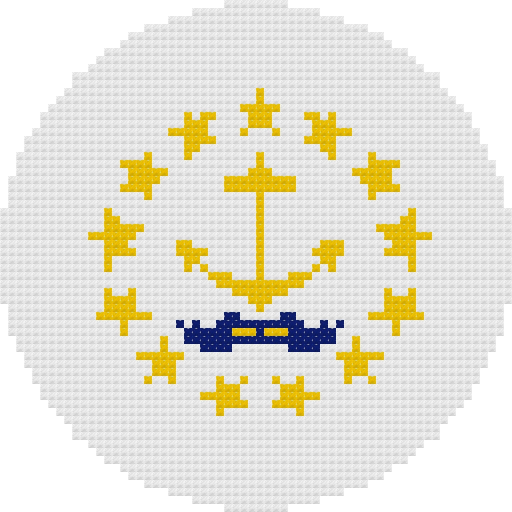 DIY Needlepoint Rhode Island Flag Ornament | Digital Chart for Painting Your Own Canvas | Easy Needlepoint PDF | Instant Download | 18 Mesh