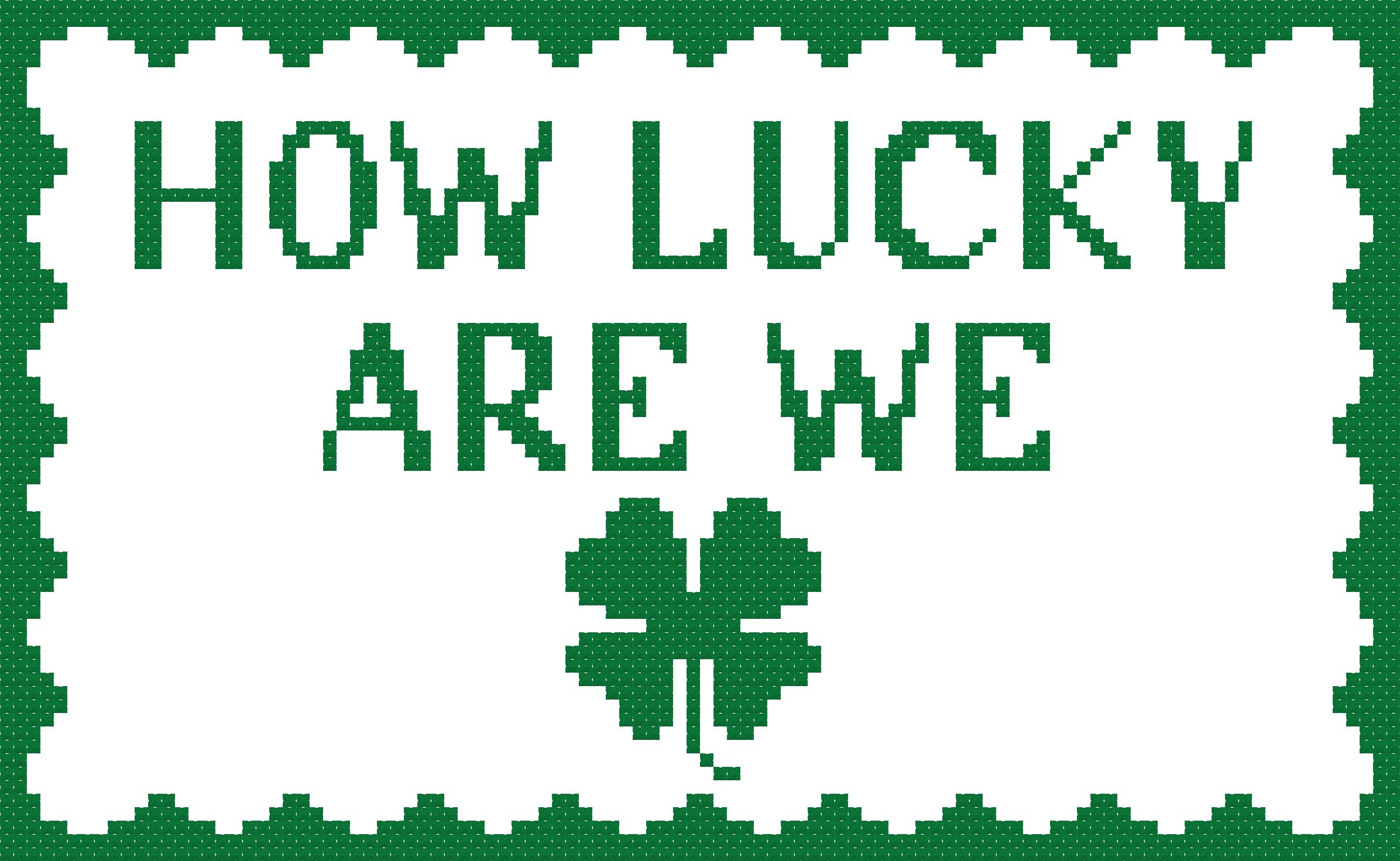 DIY Needlepoint How Lucky Are We (Green) Pattern | Digital Chart for Painting Your Own Canvas | Easy Needlepoint PDF | Instant Download | 13 Mesh