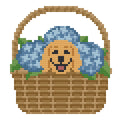 DIY Needlepoint Dog In Basket With Flowers | Digital Chart for Painting Your Own Canvas | Easy Needlepoint PDF | Instant Download | 18 Mesh