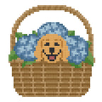 DIY Needlepoint Dog In Basket With Flowers | Digital Chart for Painting Your Own Canvas | Easy Needlepoint PDF | Instant Download | 18 Mesh