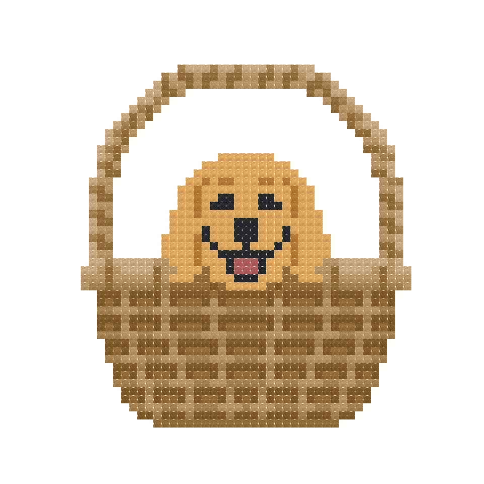 DIY Needlepoint Dog in Basket | Digital Chart for Painting Your Own Canvas | Easy Needlepoint PDF | Instant Download | 18 Mesh